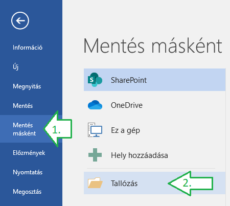 Mentés másként - Word-ben
